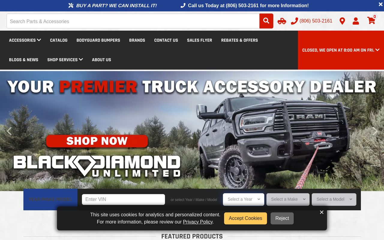 Homepage of Black Diamond Unlimited's website
