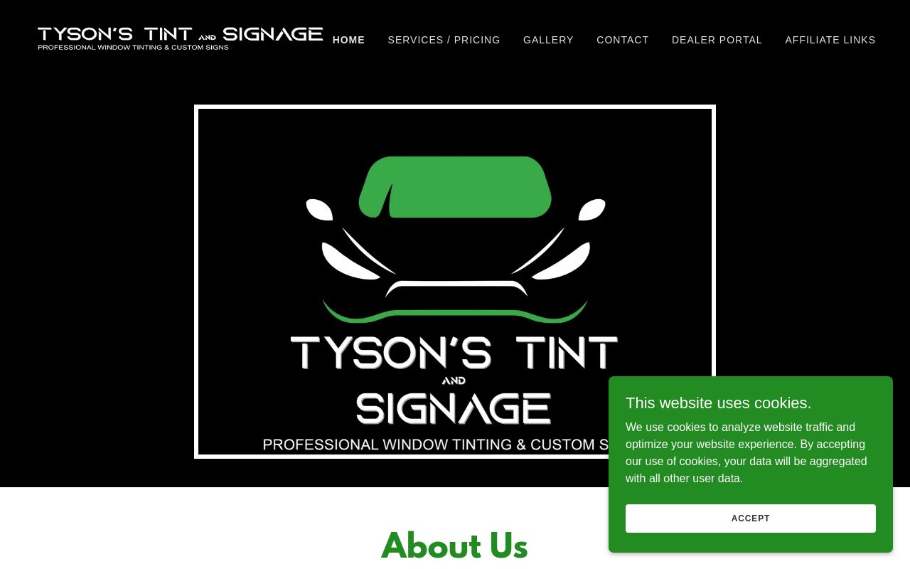 Homepage of Tyson's Tint's website