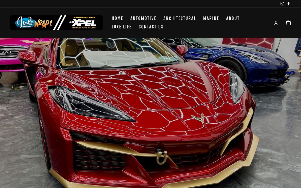 Homepage of Luxe Wraps's website