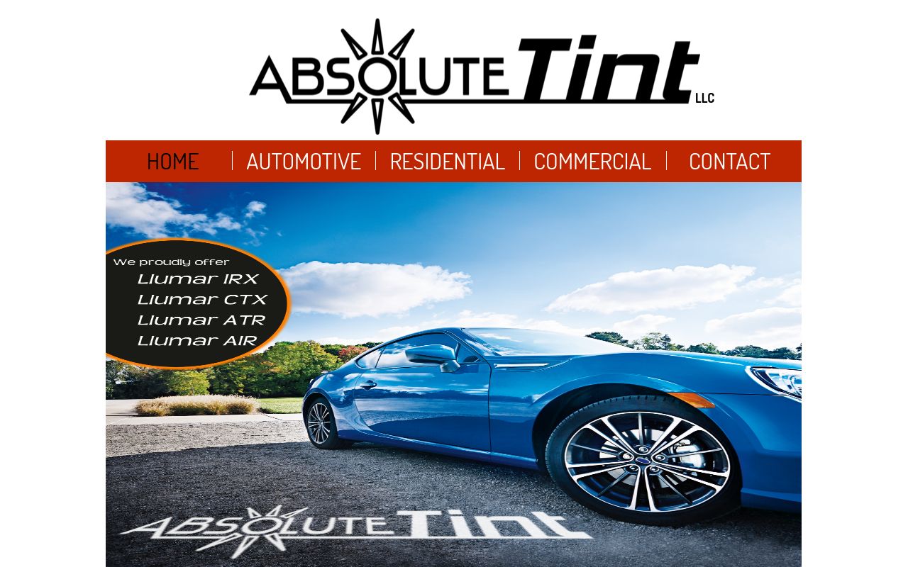 Homepage of Absolute Tint, LLC's website