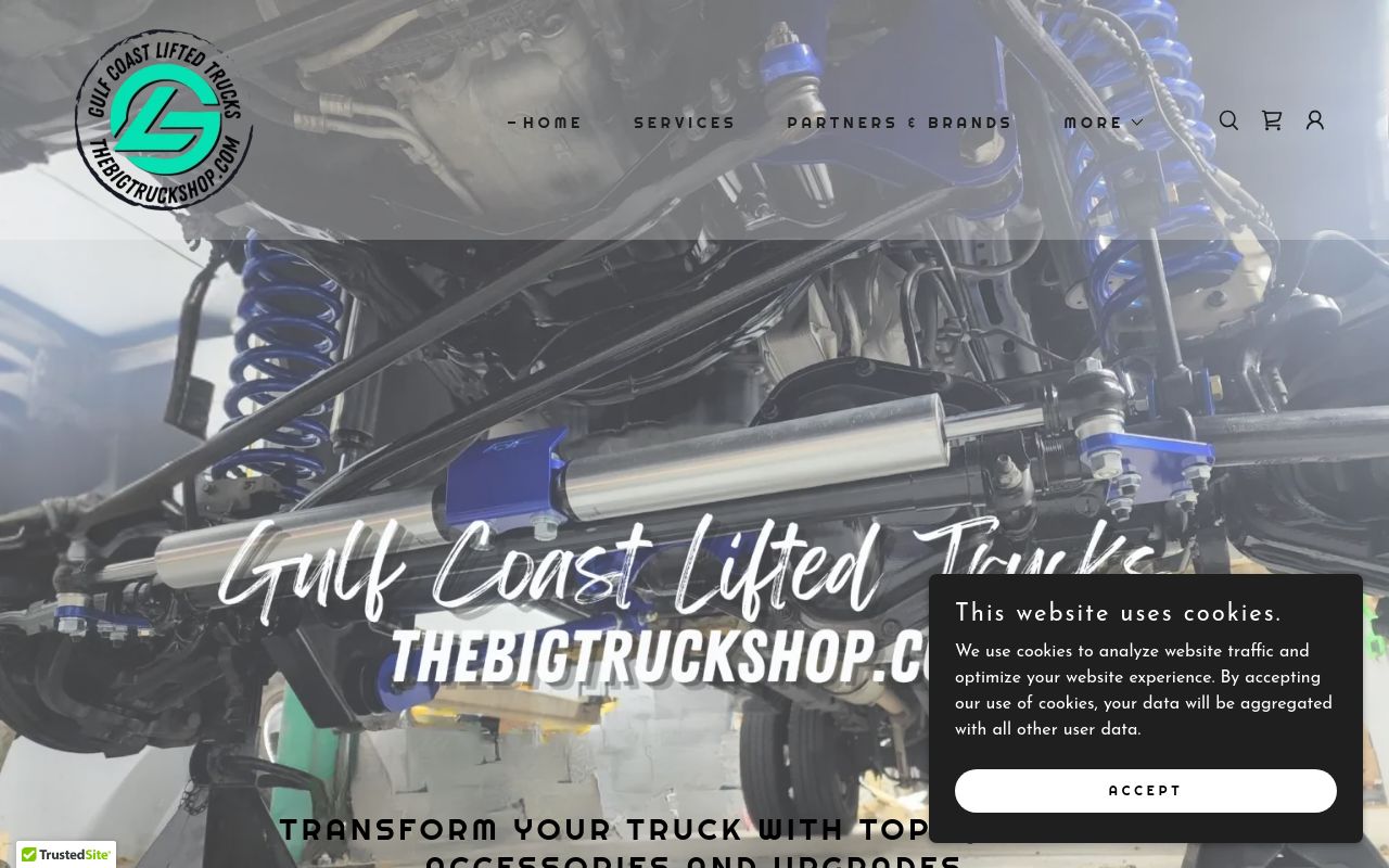 Homepage of Gulf Coast Lifted Trucks's website