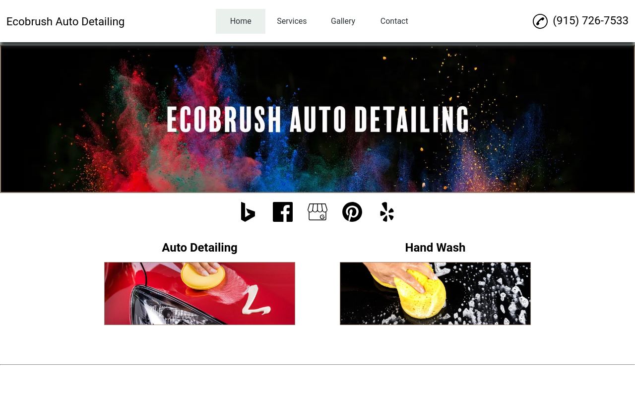Homepage of Ecobrush Auto Detailing and Tint's website