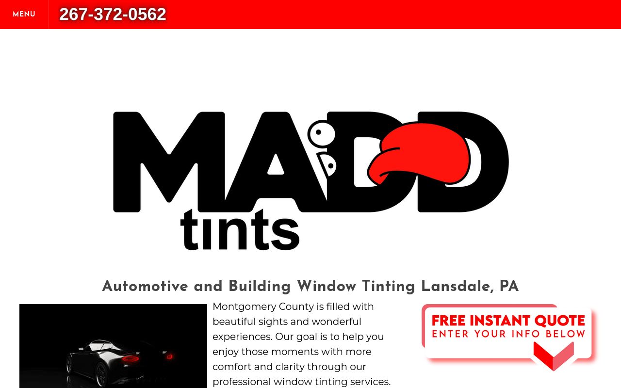 Homepage of Madd Tints's website