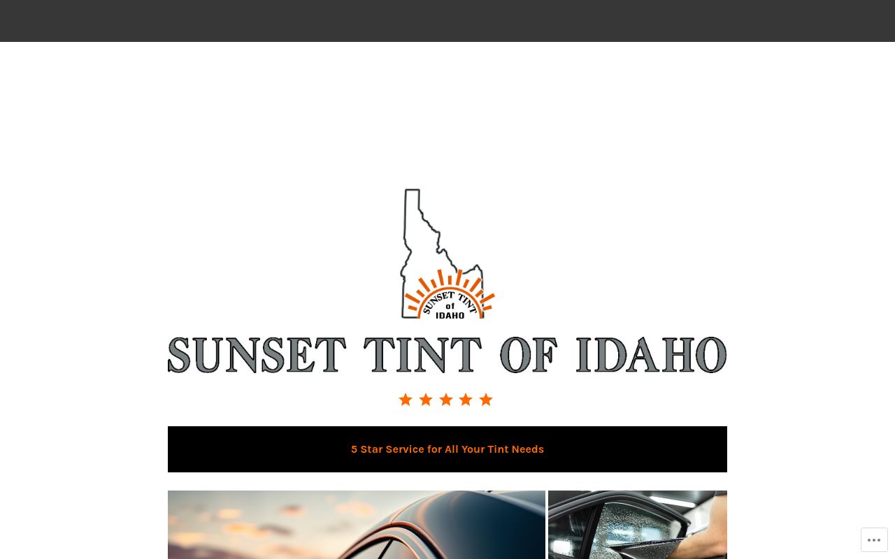 Homepage of Sunset Tint's website