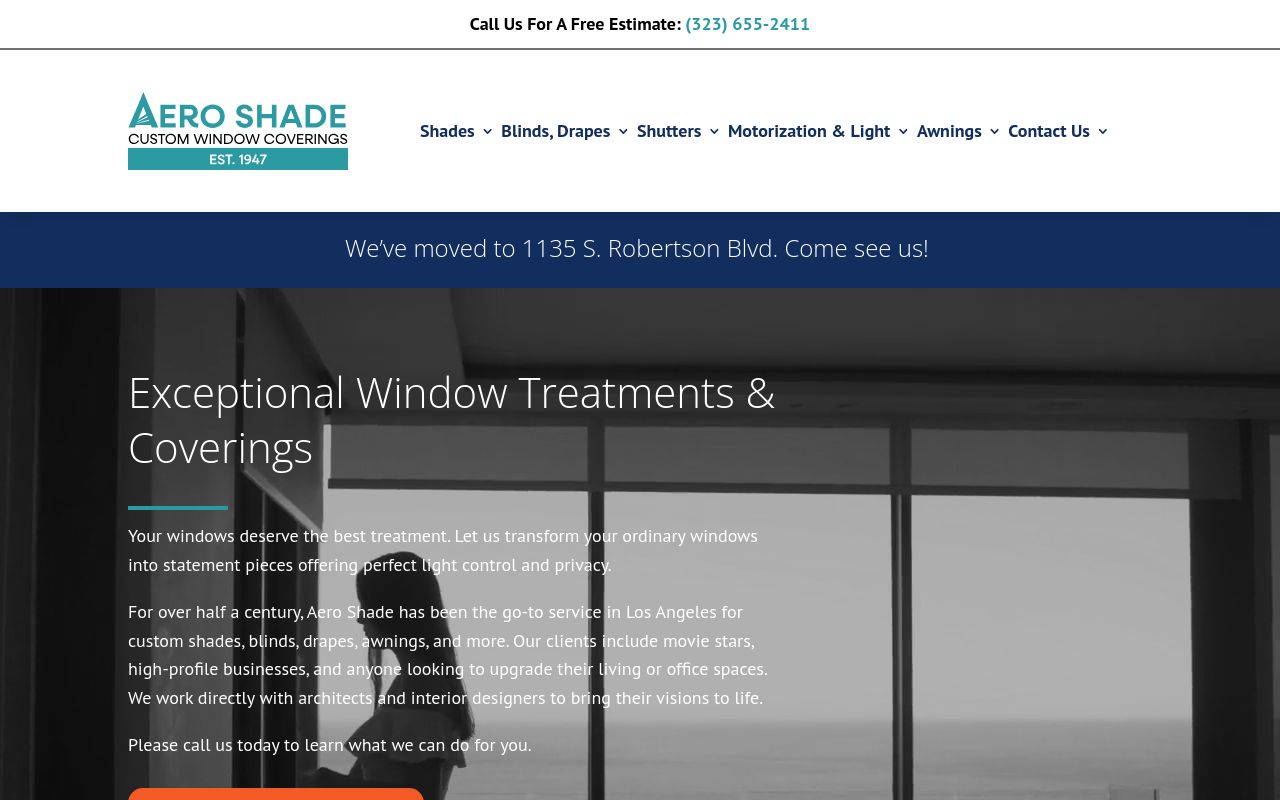Homepage of Aero Shade Co Inc's website