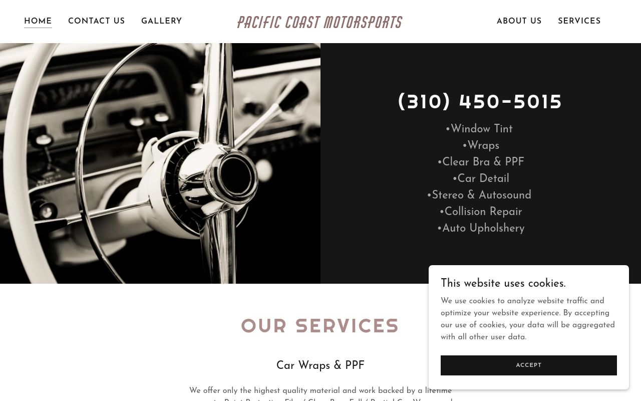 Homepage of Pacific Coast Motorsports's website