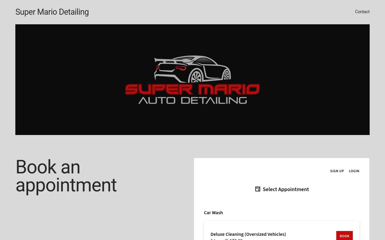 Homepage of Super Mario Auto Detailing's website