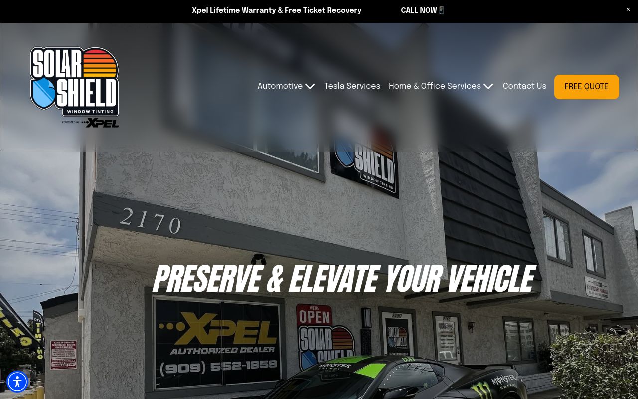 Homepage of Window Tinting by SolarShield La Verne's website