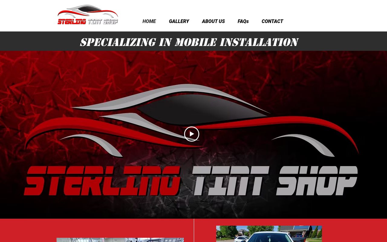 Homepage of Sterling Tint Shop LLC's website
