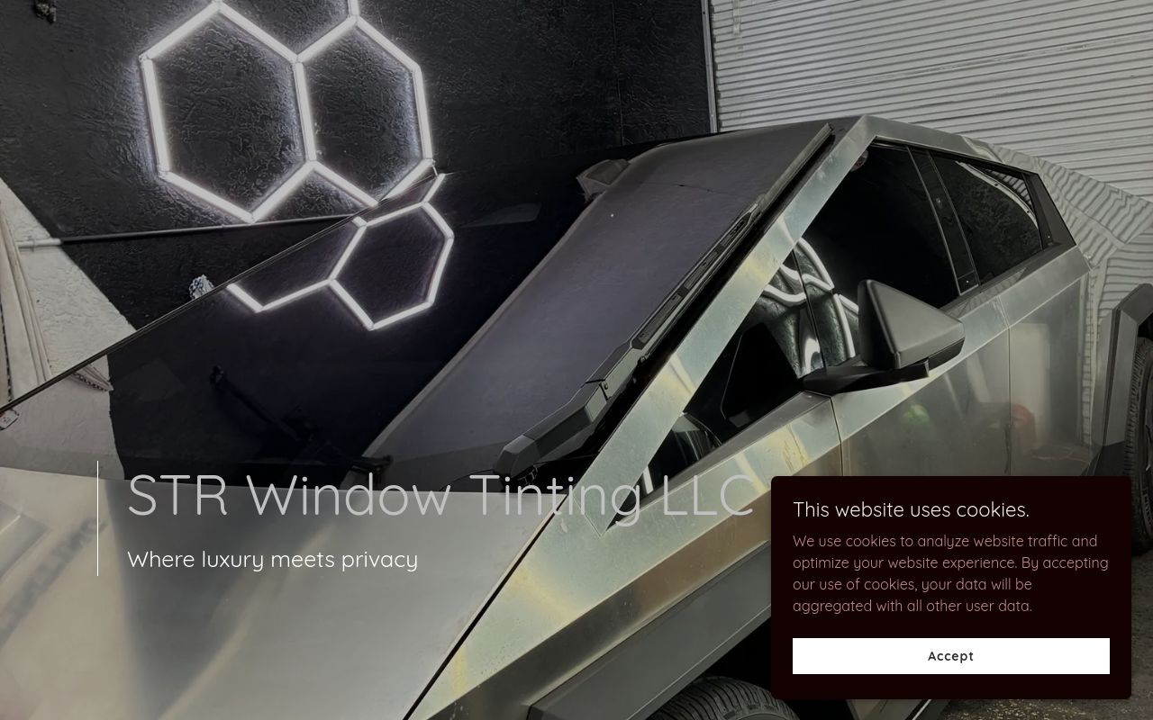 Homepage of STR Window Tinting's website
