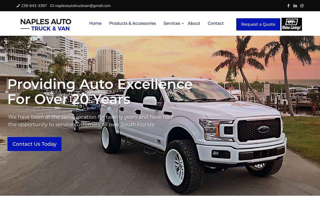 Homepage of Naples Auto Truck & Van's website