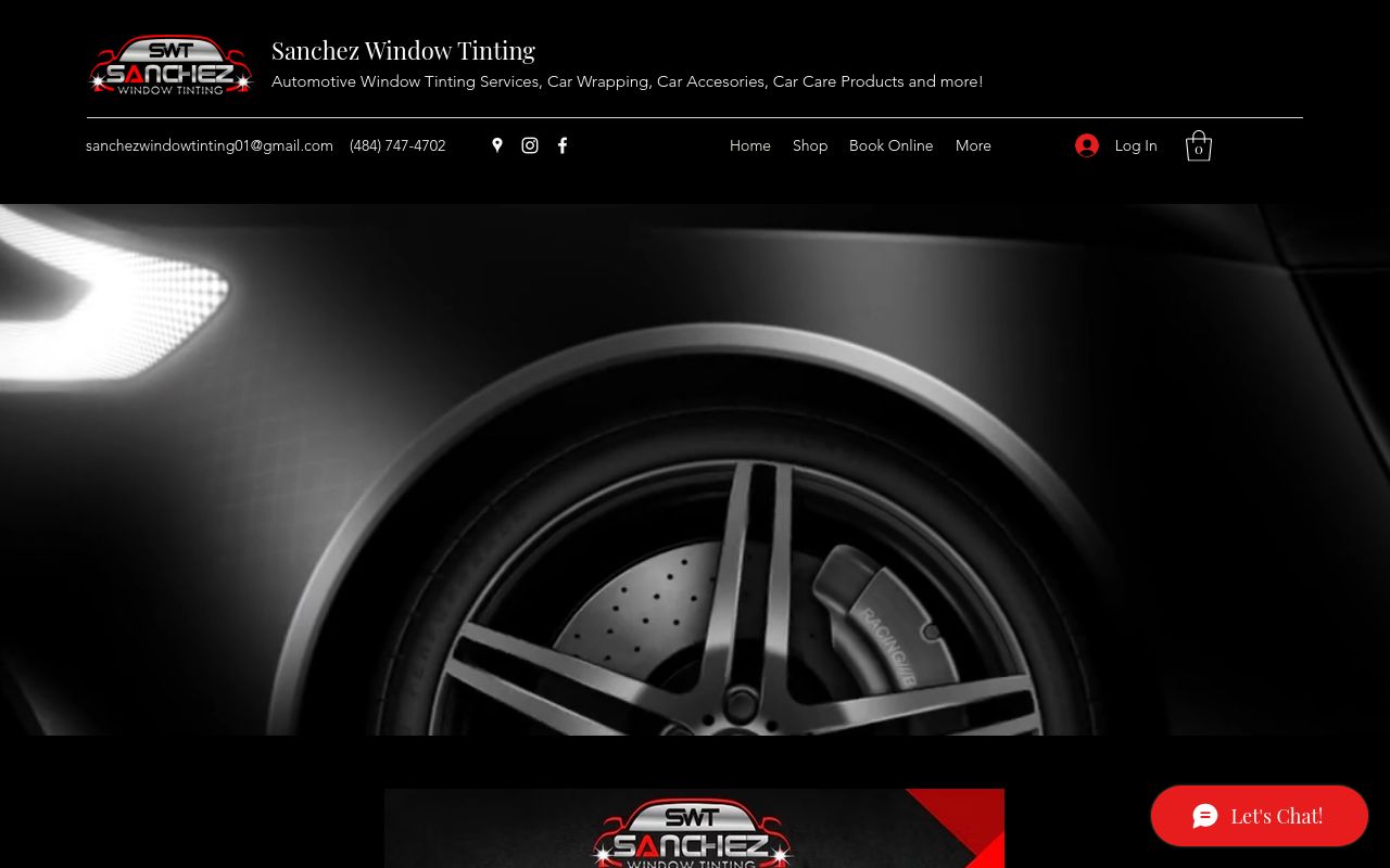 Homepage of Sanchez Window Tinting's website