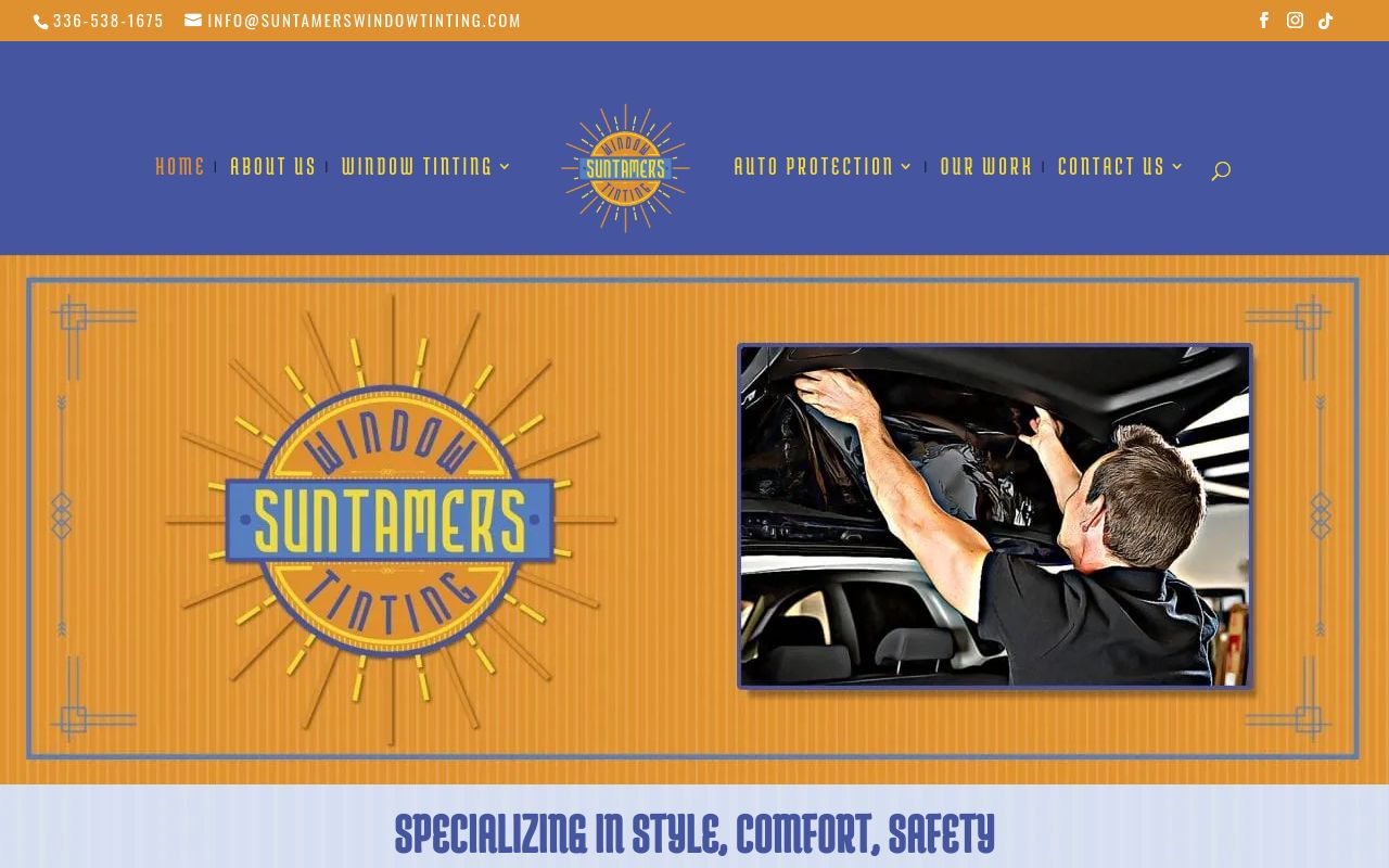 Homepage of Suntamers Window Tinting's website