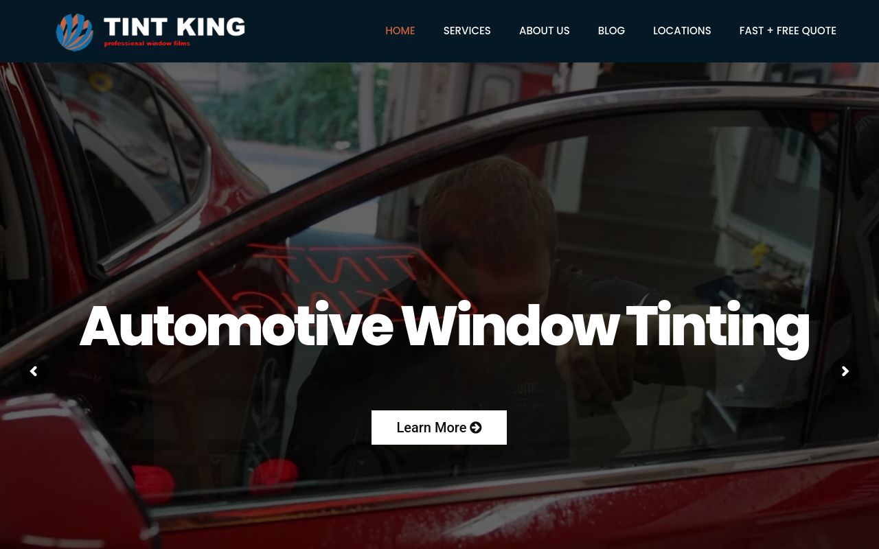 Homepage of Tint King's website