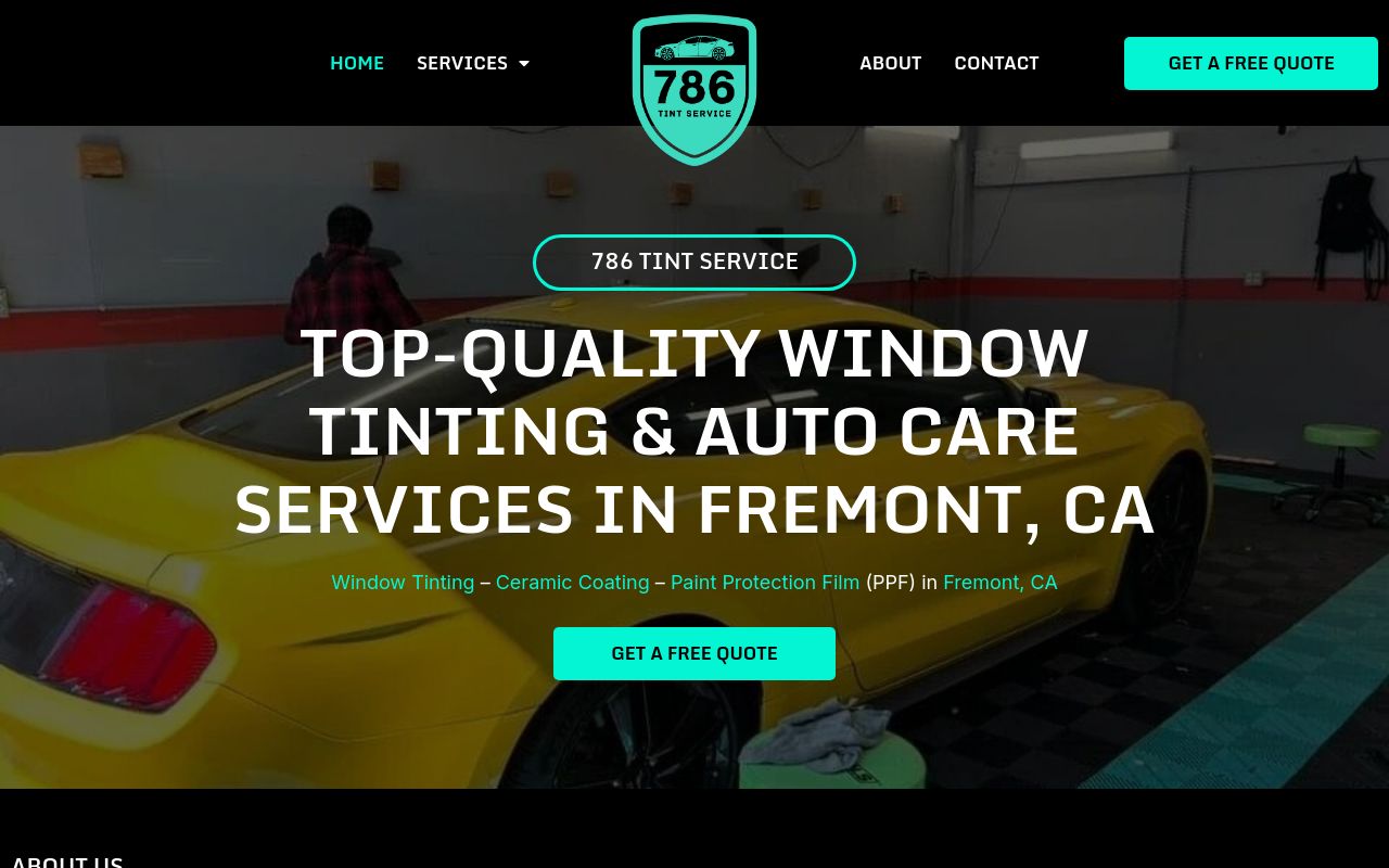Homepage of 786 Tint Service's website