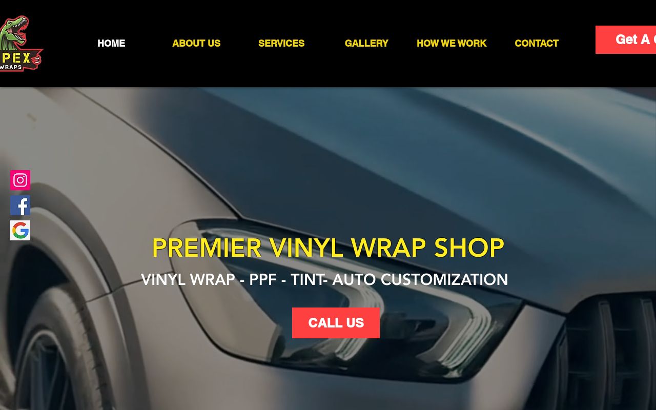 Homepage of Apex Wraps's website
