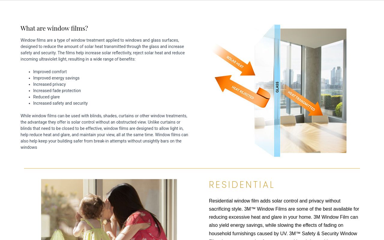 Homepage of Cenbay Window Film's website