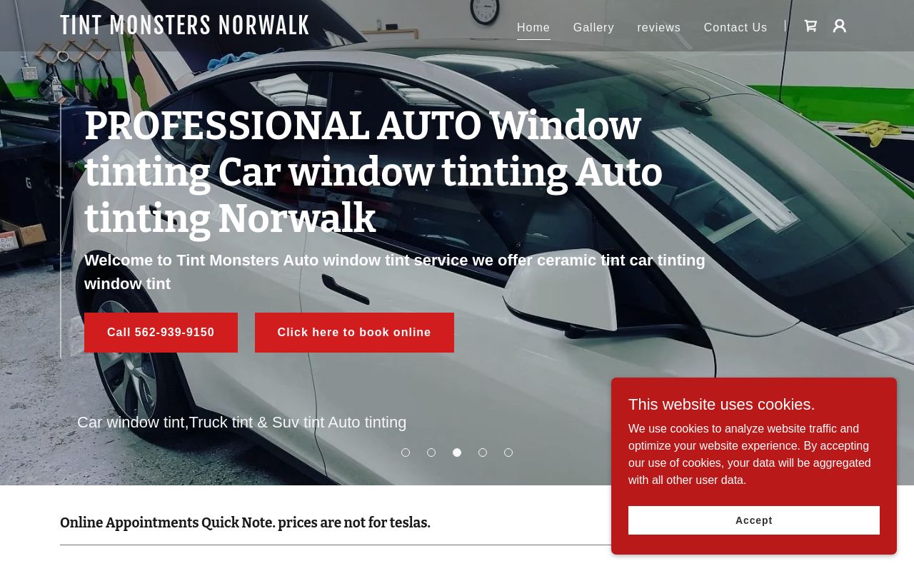 Homepage of Tint Monsters Norwalk's website