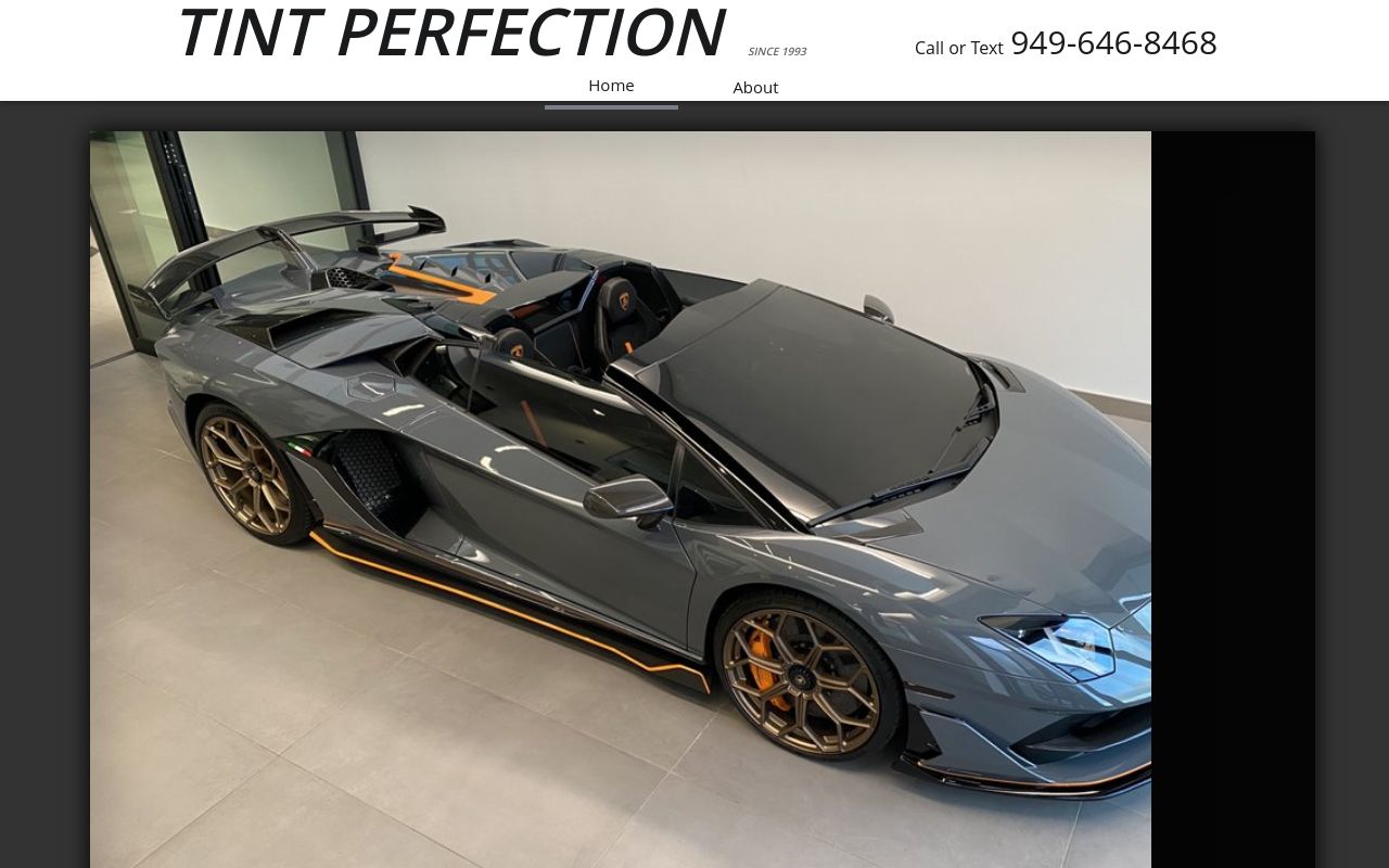 Homepage of TINT PERFECTION - Newport Beach Mobile Window Tinting's website