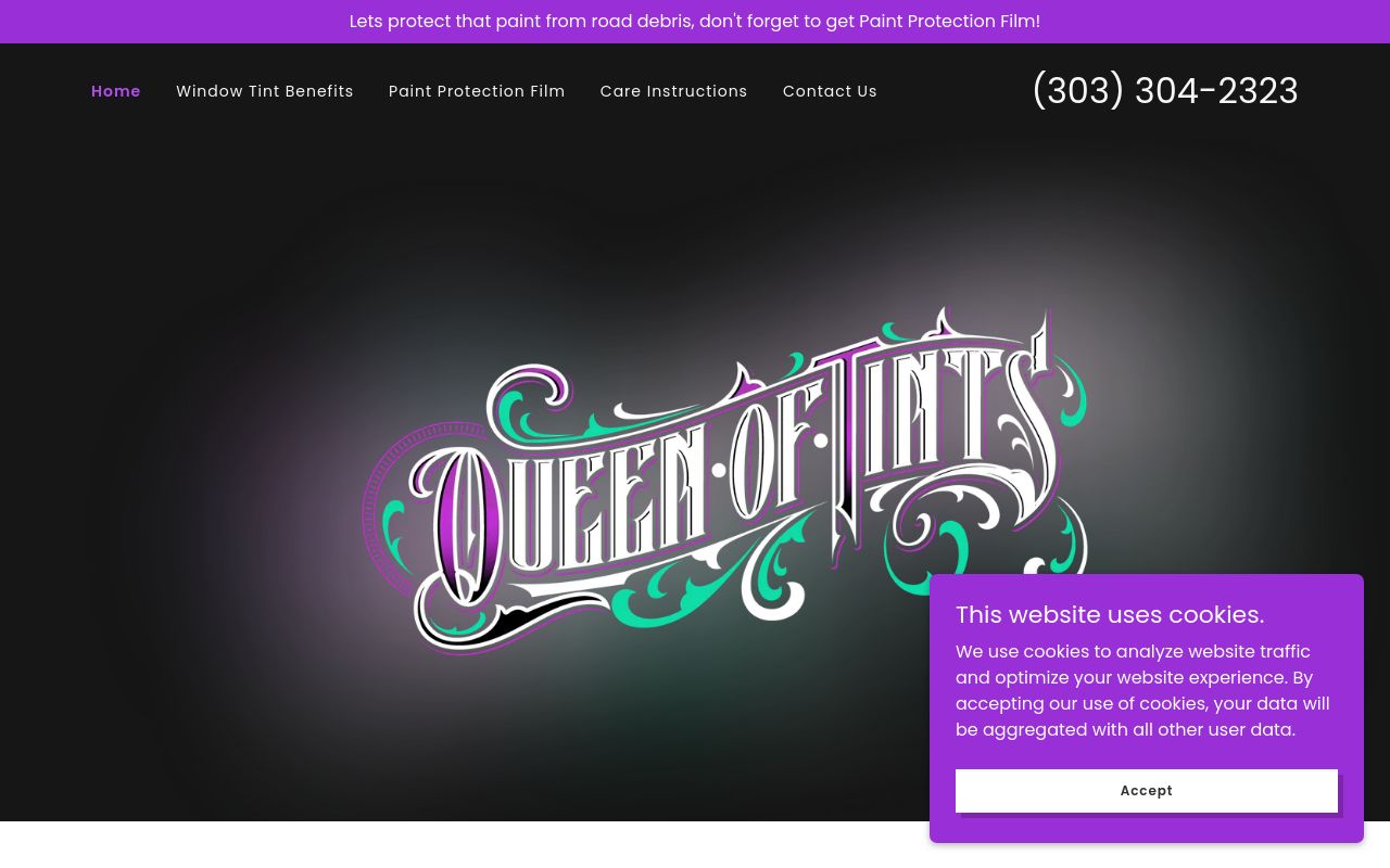 Homepage of Queen Of Tints's website
