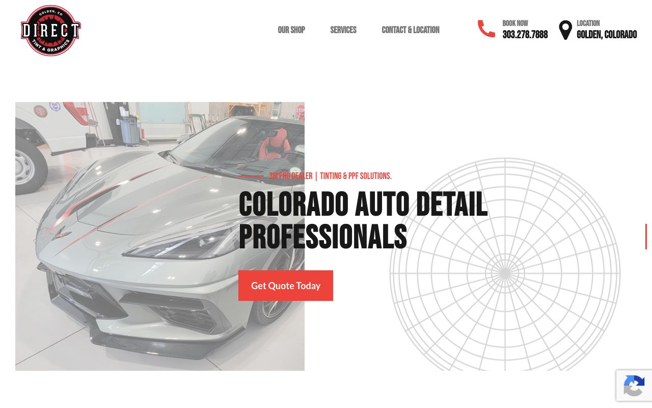 Homepage of Direct Tint LLC's website