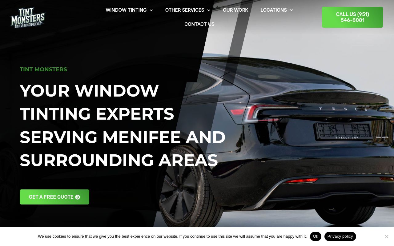 Homepage of Tint Monsters Menifee's website