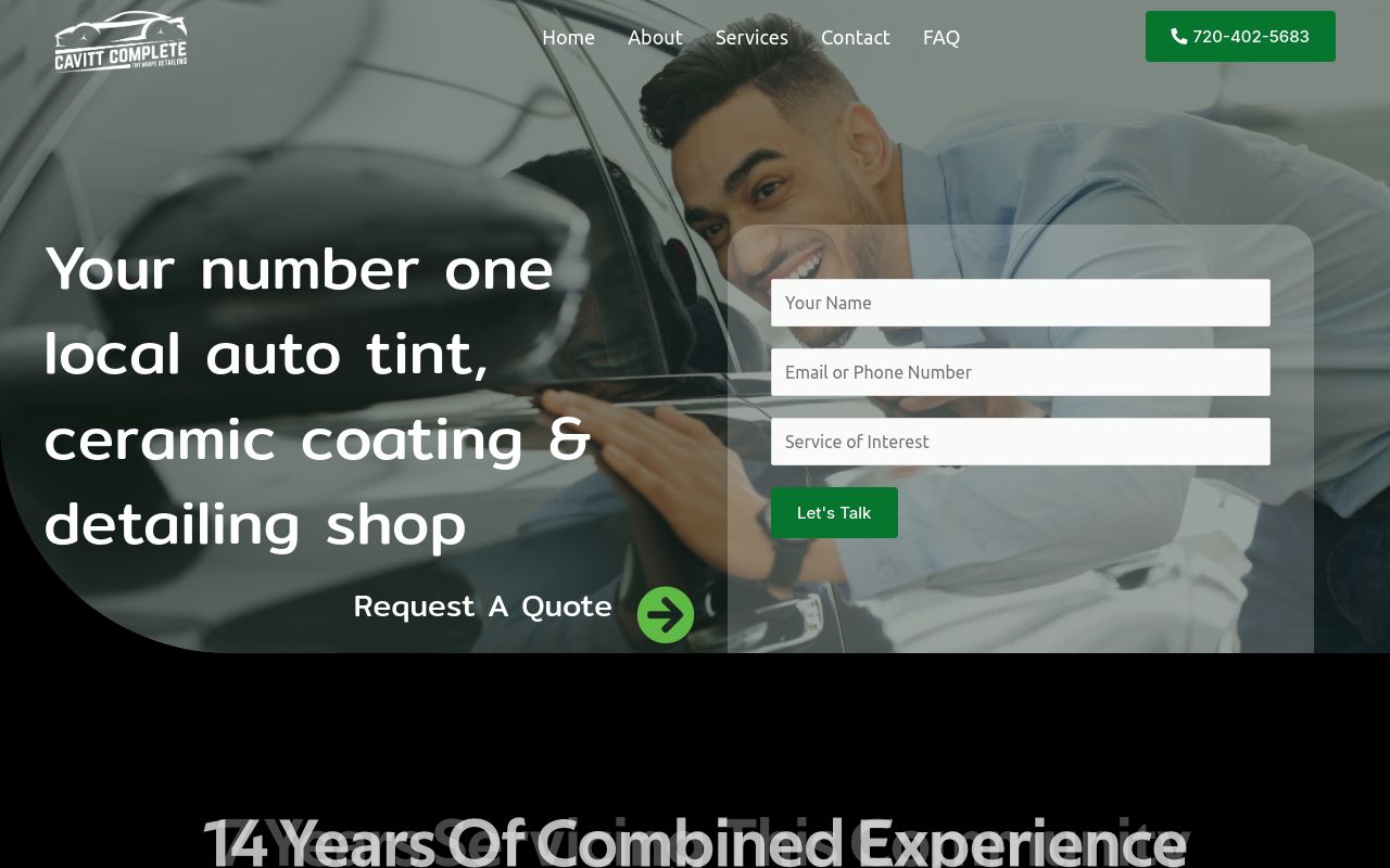 Homepage of Cavitt Complete's website