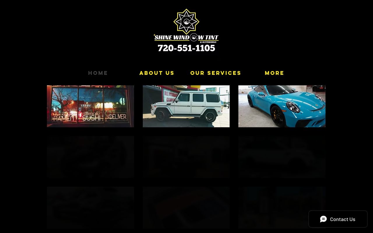 Homepage of Shine Window Tint PPF & Wraps's website