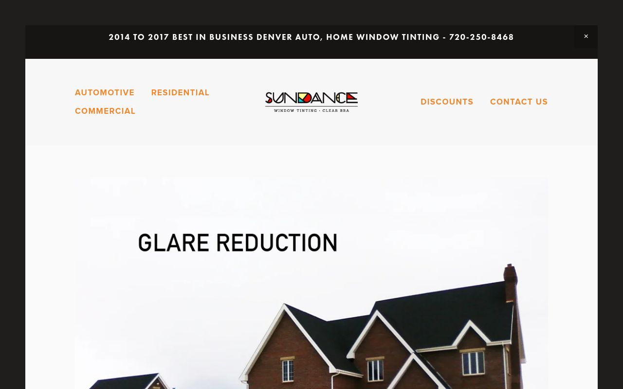 Homepage of Sundance Window Tinting's website