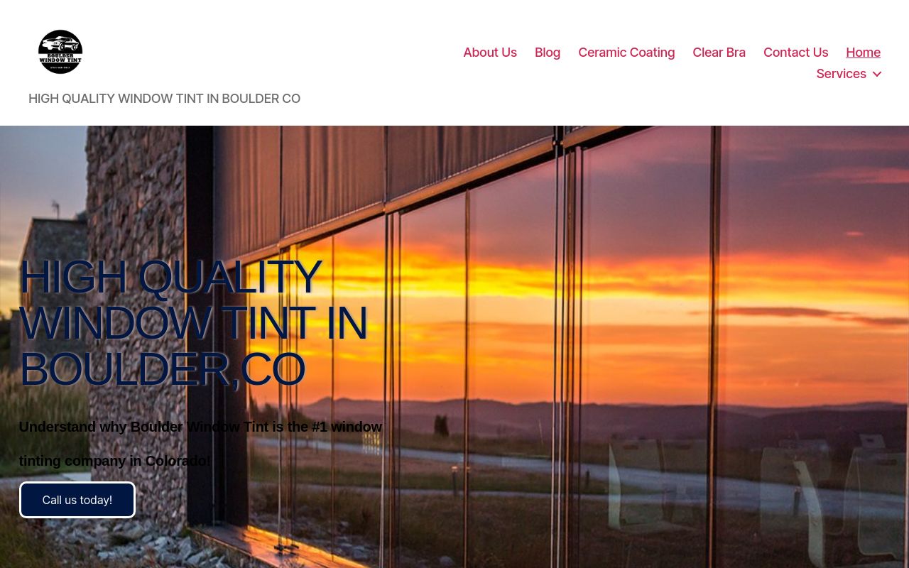 Homepage of Boulder Window Tint's website