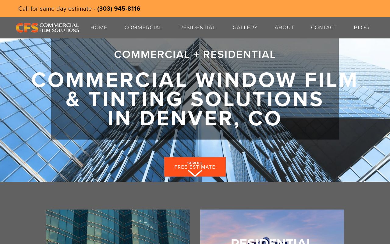 Homepage of Commercial Film Solutions's website