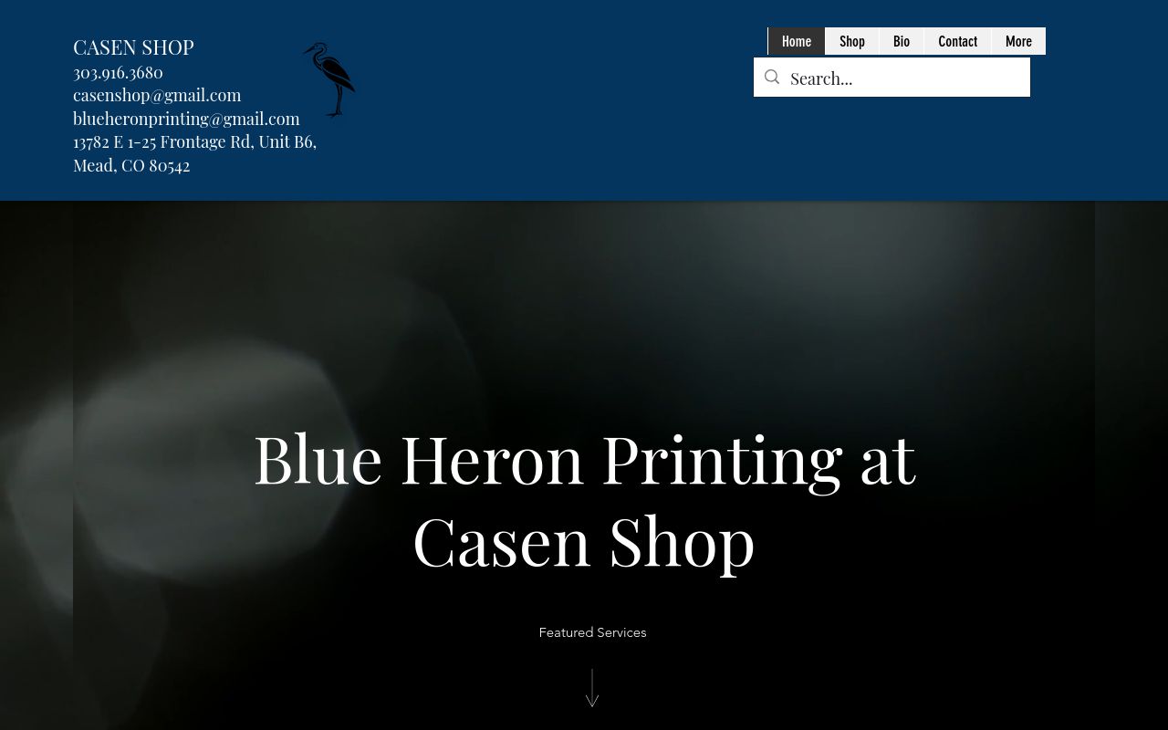 Homepage of Casen Shop Window Tinting, Clear Bra, screen printing, embroidery, badging's website