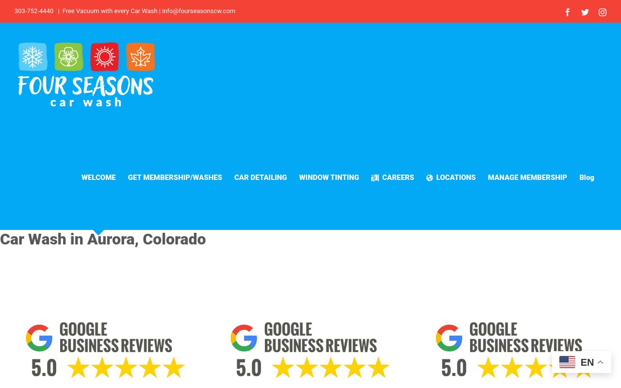 Homepage of Four Seasons Car Wash's website