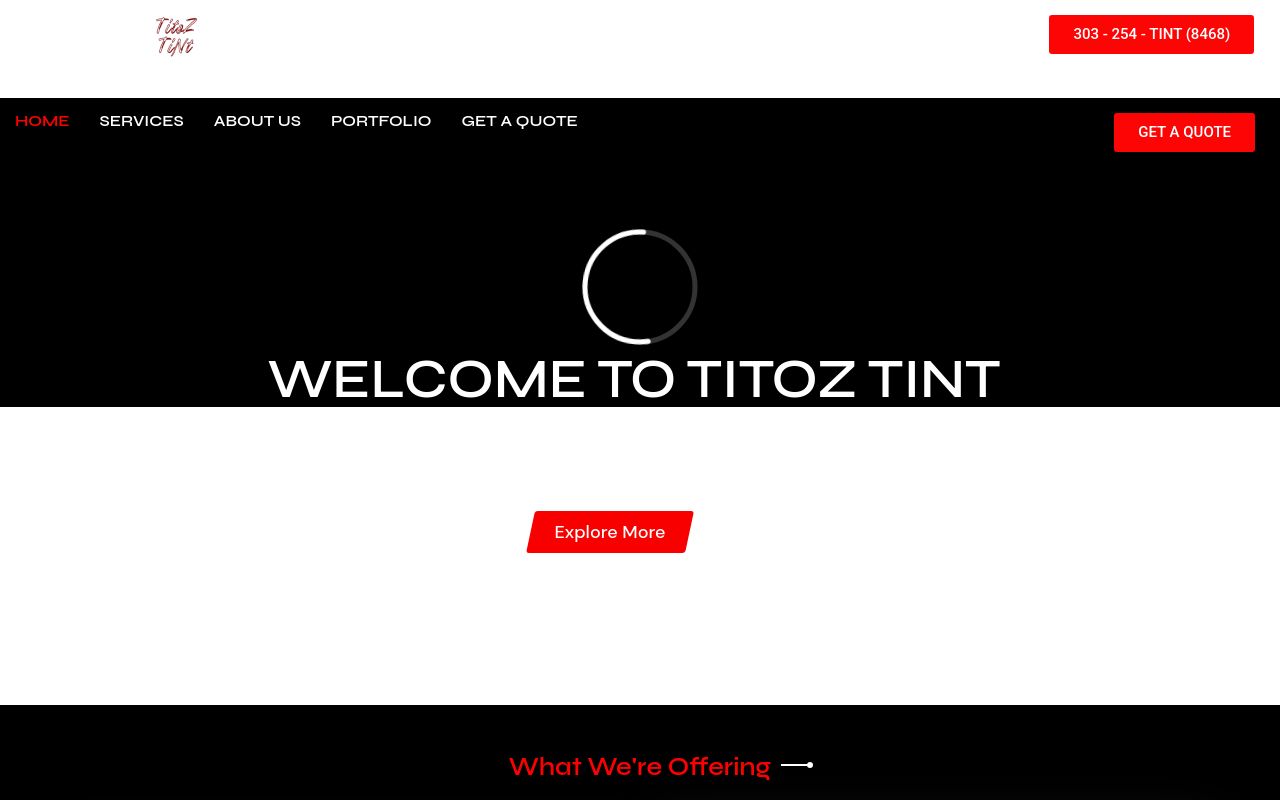 Homepage of Titoz Tint - Tint - PPF (Clear Bra) - Ceramic Coating - Detailing - Wraps's website