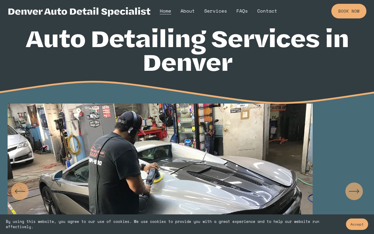 Homepage of Denver Auto Detail Specialist's website