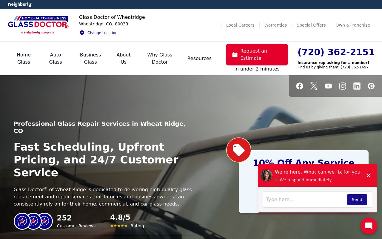 Homepage of Glass Doctor of Wheat Ridge's website