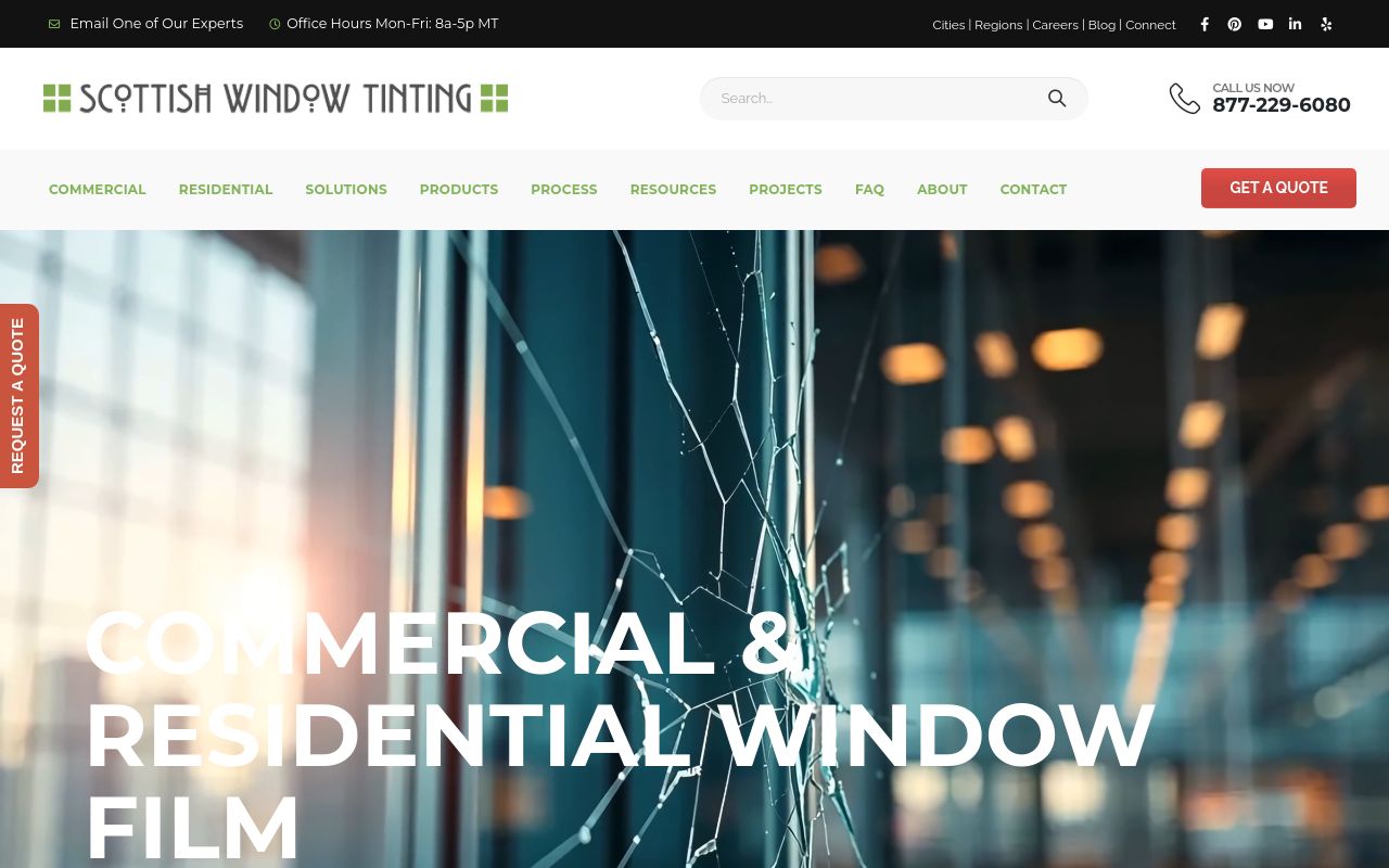 Homepage of Scottish Window Tinting's website
