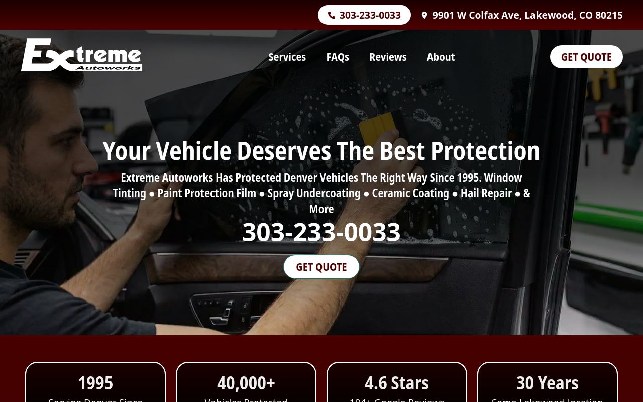 Homepage of Extreme Autoworks's website
