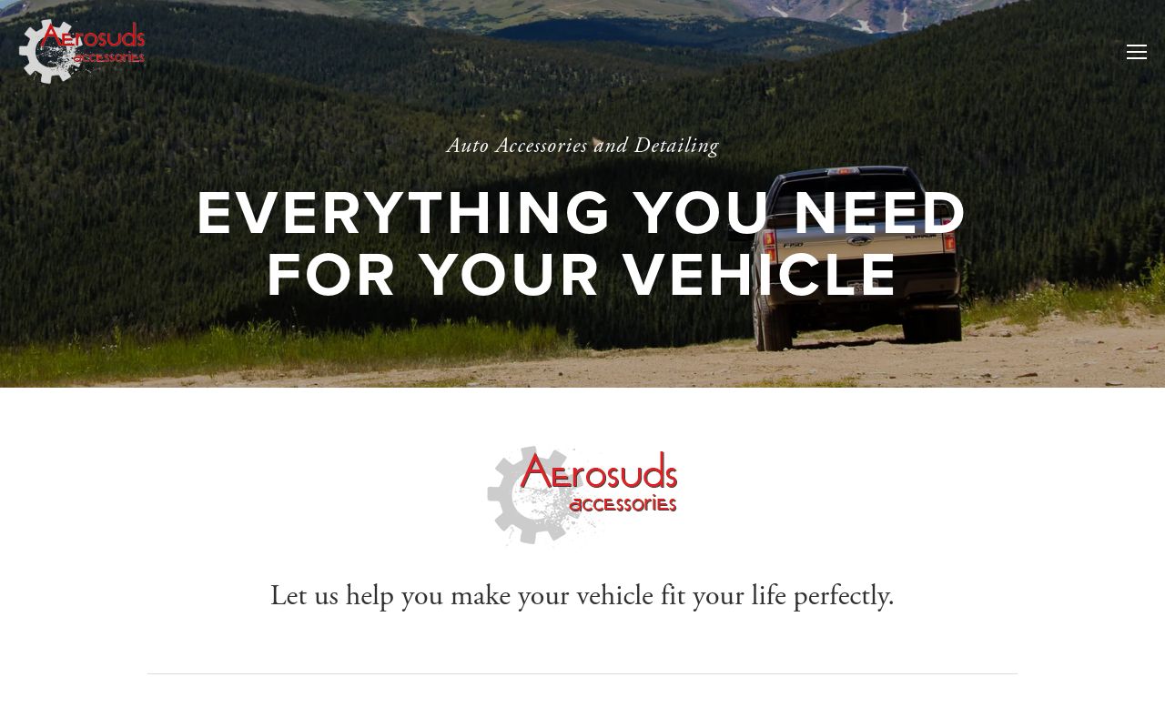 Homepage of Aerosuds Accessories's website
