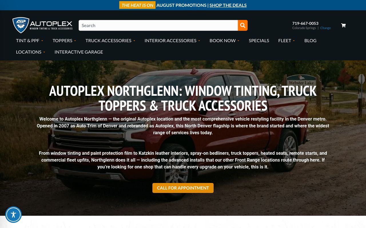 Homepage of Autoplex Window Tinting & Truck Accessories's website
