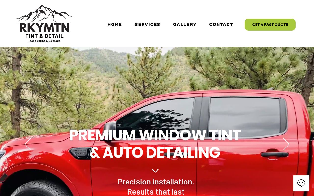 Homepage of RKYMTN Auto Detailing & Window Tinting's website
