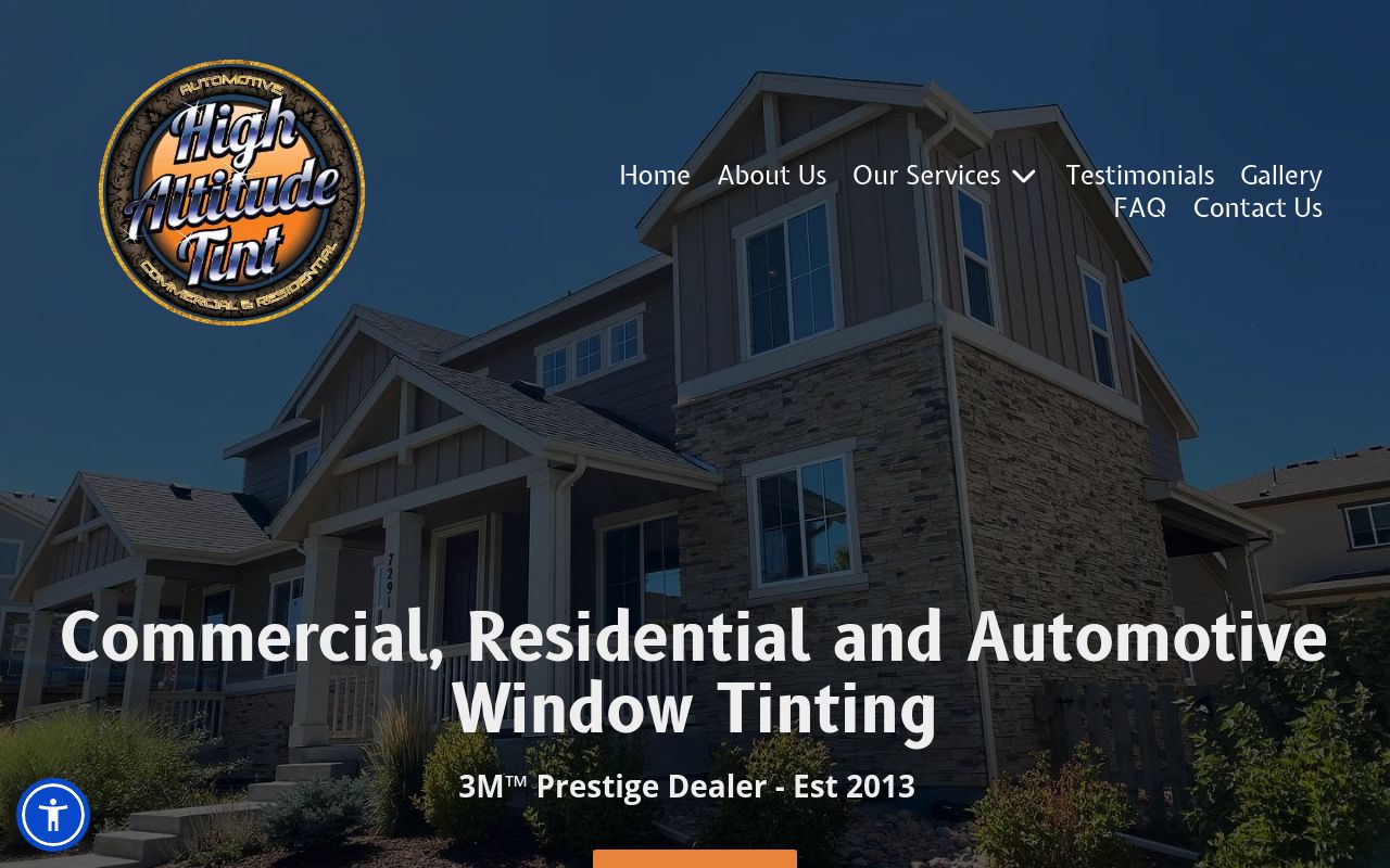 Homepage of High Altitude Tint - 3M Prestige Dealer's website