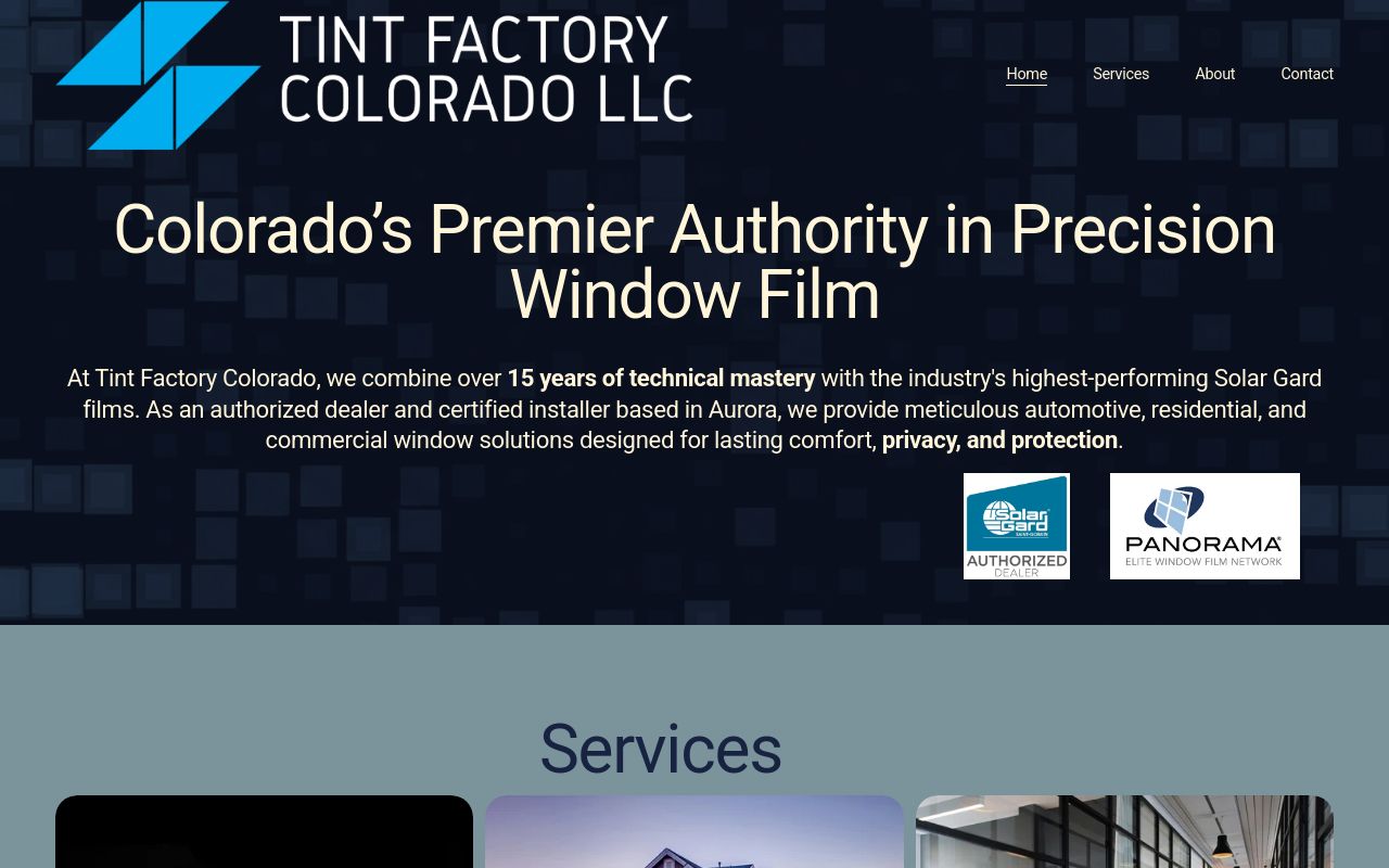 Homepage of Tint Factory Colorado LLC's website