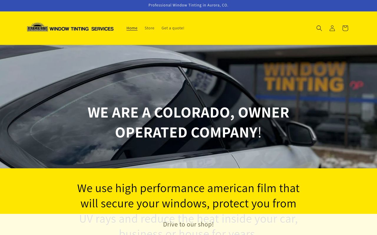 Homepage of SALAZAR Window Tinting's website