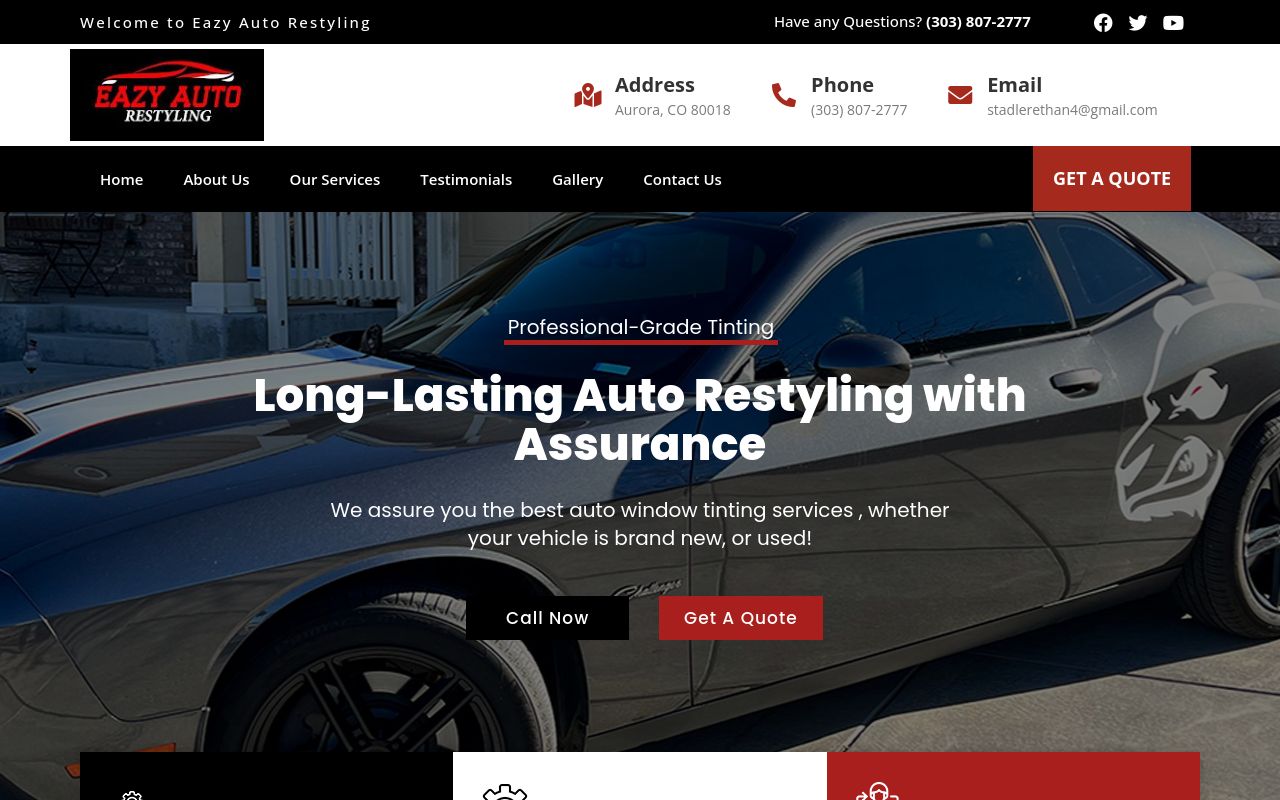 Homepage of Eazy Auto Restyling's website