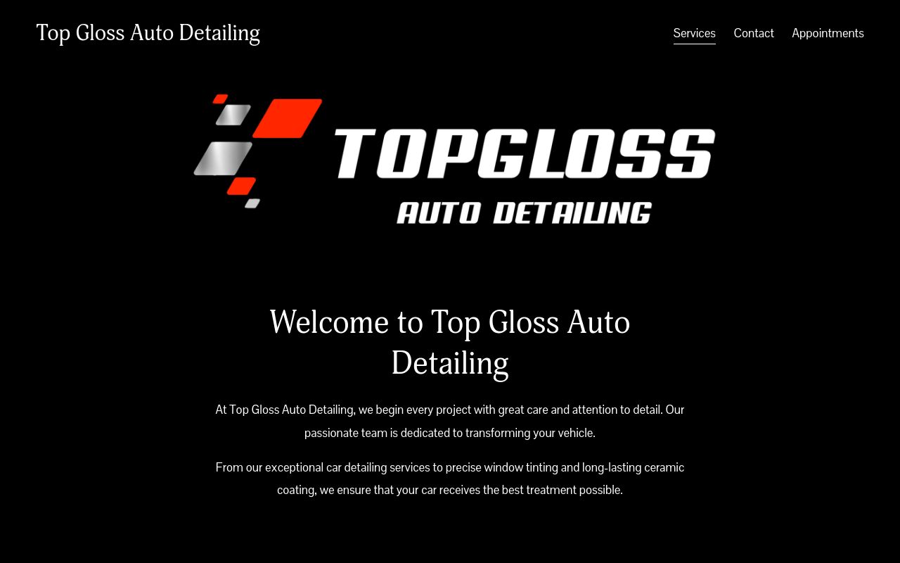 Homepage of Top Gloss's website