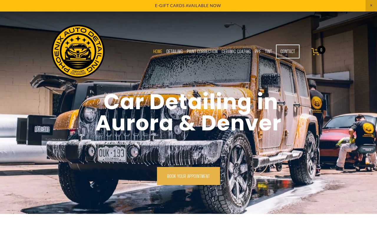 Homepage of Phoenix Auto Detailing's website