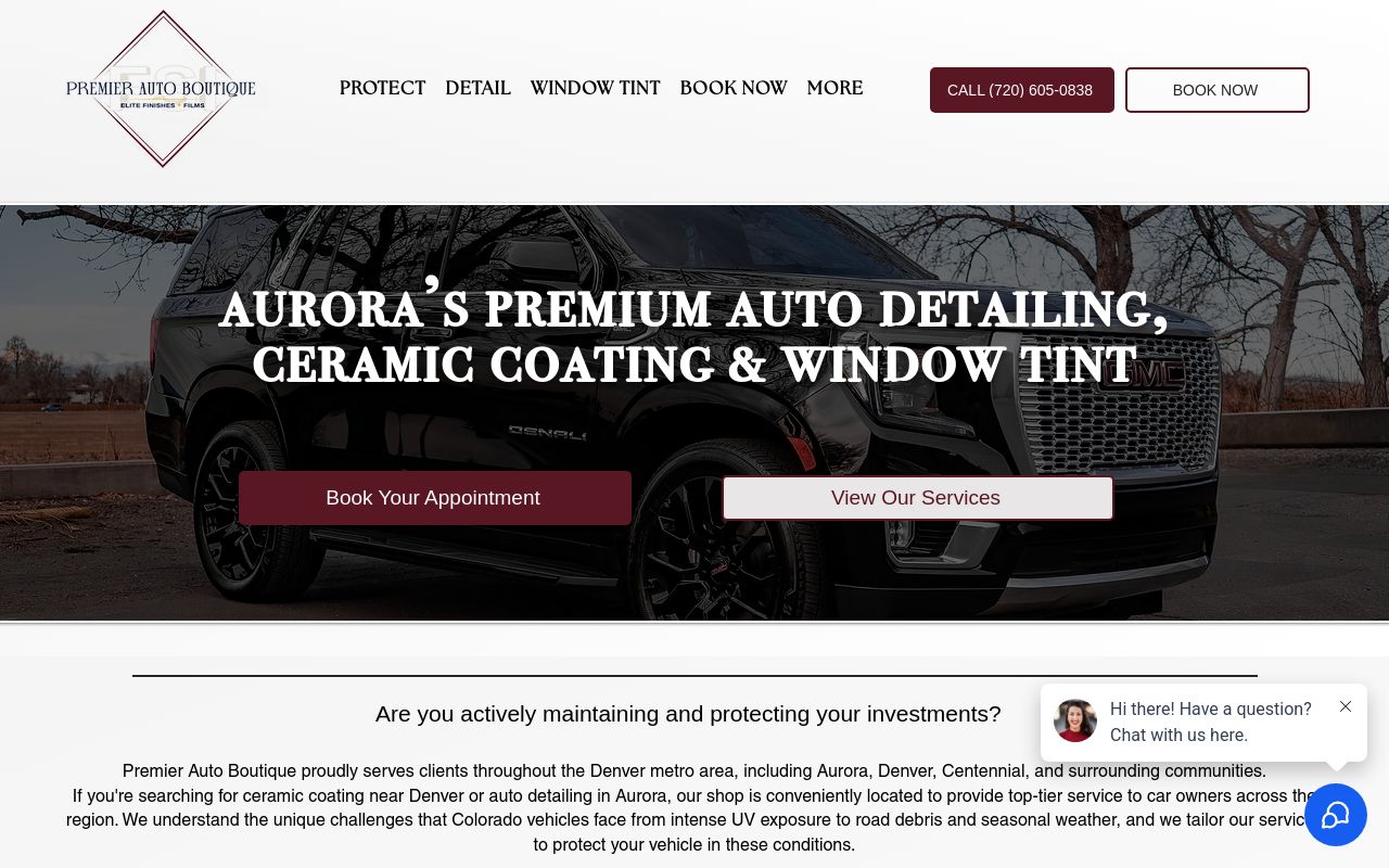 Homepage of Premier Auto Boutique's website