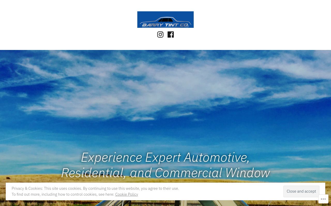 Homepage of Barry Tint Co.'s website