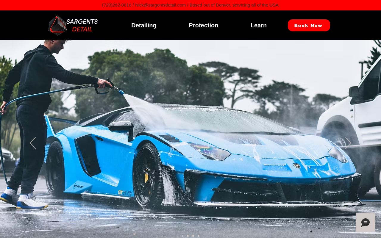 Homepage of Sargents Detail Clear Bra, Tint, & Coatings's website